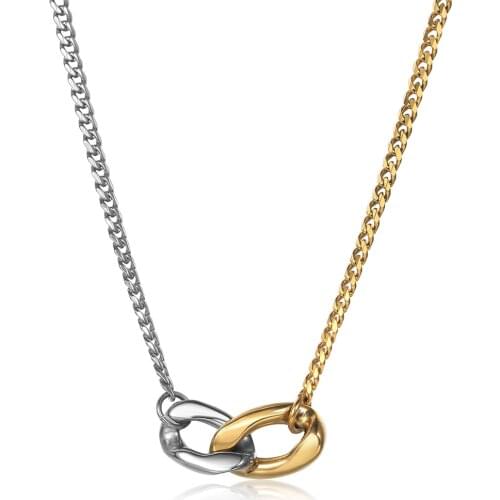 Gold Silver Color Cuban Charm Choker Chain Necklace For Men Women Mixed Thick Stainless Steel Link Adjustable Gift DDN288