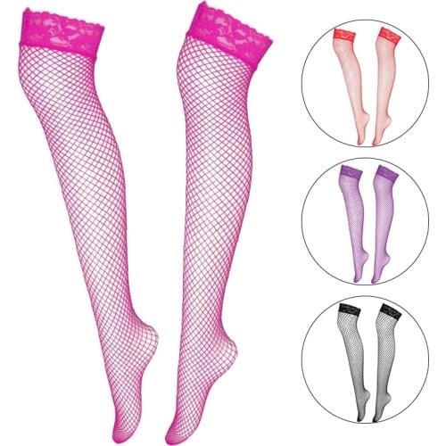 Sexy Fishnet Stockings Women Summer Thin Transparent Mesh Thigh High Stockings Elasticity Over Knee Nylon Stocking 6 Color