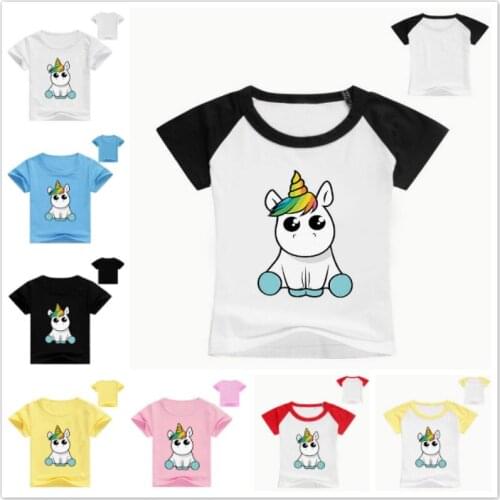 2019 Boys Short Sleeve Tshirt Unicorn Kids Summer Tops Girls Tshirt Kids Teen Toddler Children Cotton Cartoon Baby Boys Costumes