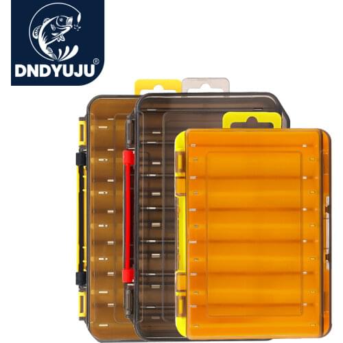 DNDYUJU Fishing Lure Box 19.5cm*13.5cm* 3.7cm Compartments Double Sided Waterproof Fishing Tackle Pesca Fishing Accessories