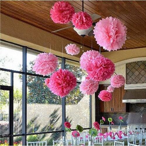 29 Colors available!! Paper flower rose White wall decoration 16inch(40cm) 2piece/lot Tissue paper pom pom garlands wedding