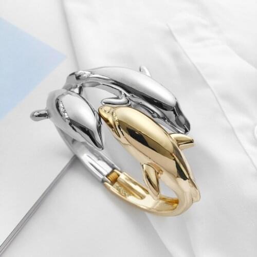 Gold Silver color exquisite luxury gorgeous fashion Dolphins bracelet charm jewelry women lady birthday gift