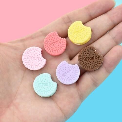 10Pcs/lot Simulation Biscuits Flat back Resin Cabochons Fake Food for Phone Case Decoration DIY Scrapbooking Accessories Crafts