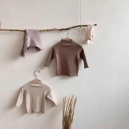 Korean Style Newborn Baby Solid Color Bottoming Tops 2020 Autumn Infants Clothes Toddlers Kids T-shirts Casual Tees