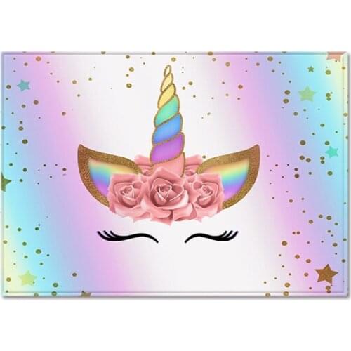 3D Printed Unicorn Carpets Lovely Girls Bedroom Carpet Cartoon Kids Room Play Crawl Rug Girly Room Floor Decorative Large Rugs