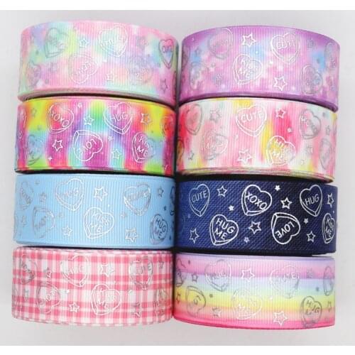 18062601, 1" 25mm 10 yards glitter laser silver foil printed grosgrain ribbons gift packaging DIY handmade materials