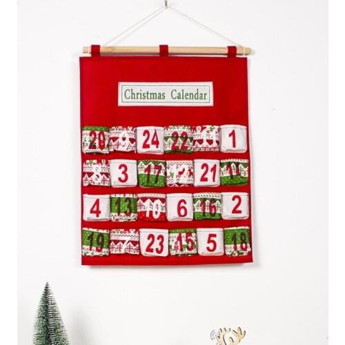 M17D Creative Christmas Advent Calendar Candy Storage Bag Reusable Countdown Calendar