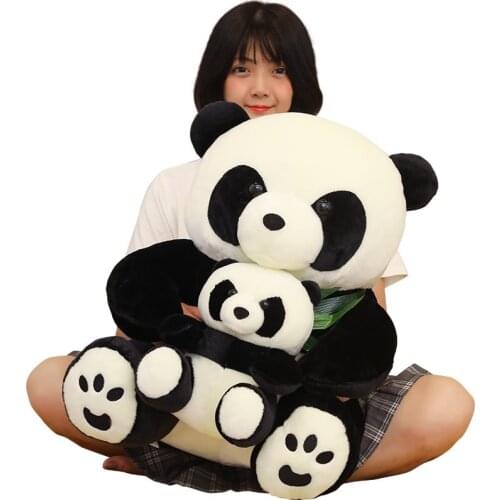 Cute animal bamboo panda doll plush toy big national treasure hug bear for girl kids birthday gift home furnishings 60x40cm