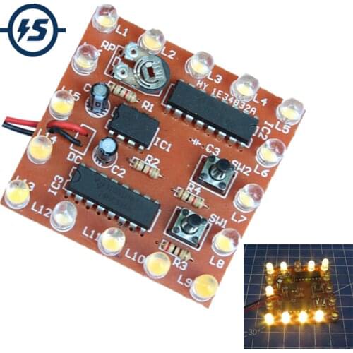 DIY Kit Electronic NE555+74HC595 16Bit 16 Channel Light Water Flowing Lights LED Module Kit Running Light Welding Practice Board