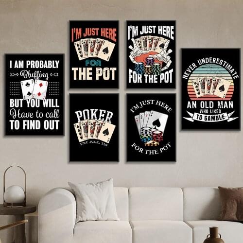 Casino gambling poker cafe bar wall art canvas poster printing office painting picture home living room decoration painting post