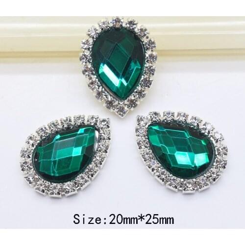 New10pcs water drop clear Glass button metal snap button rhinestone Craft Making Accessories Wedding Invitation Card Decoration