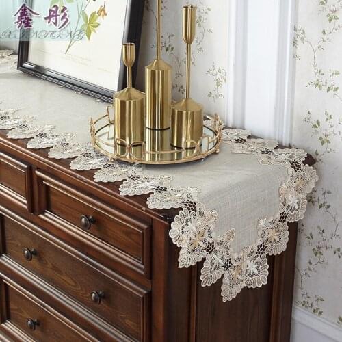 New table runner set Luxury decor Tablecloth Lace Fabric Nordic TV Cabinet Coffee Table Flag Modern solid Bed Flag Table runners