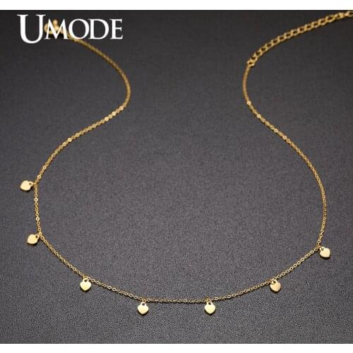 UMODE Gold Tiny Small Heart Necklaces Stainless Steel Pendant Necklace for Women Girls Party Choker Gifts Fashion Jewelry UN0388