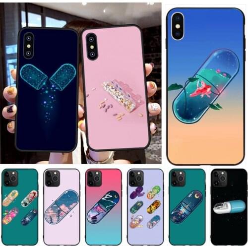 PENGHUWAN Medical drug Pill Black TPU Soft Phone Case Cover for iPhone 11 pro XS MAX 8 7 6 6S Plus X 5S SE XR case