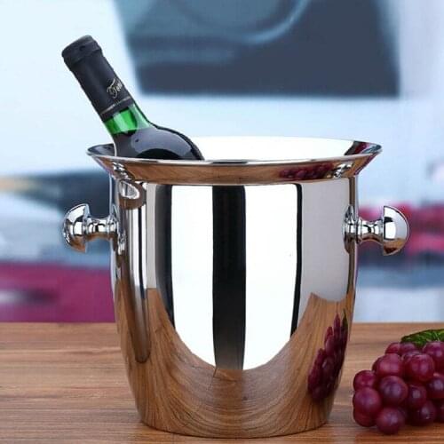 Thick Stainless Steel Ice Bucket European Red Wine Ice Bucket Champagne Bucket Grape Beer Barrel Ice Cube Barrel Ice Bucket