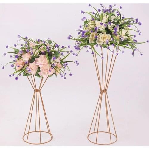 Vases Gold/ White Flower Stand Metal Road Lead Wedding Centerpiece Flowers Rack for Event Party Decoration