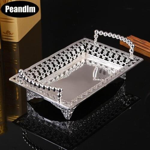 PEANDIM Hollow Metal Plate Fruits Tray Pallet Home Dessert Fruit Cupcake Cake Stand Plate Wedding Party Dishes & Plates Decor