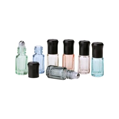 50pcs/lot 3ml Empty Mini Glass roll on bottles for essential oils Refillable perfume bottle deodorant containers with black lid