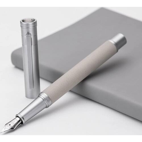HongDian White Forest Fountain Pen Iridium Silver EF/F/Bent Nib Beautiful Tree Texture Excellent Business Writing Gift Pen