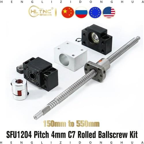 150 200 250 300 350 365 400 450 500 mm Ball screw SFU1204 with supporter BK/BF10 end machining + ball bearing nut + coupling