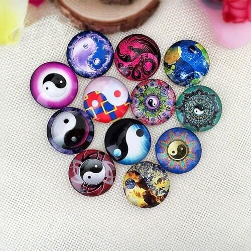 50PCS Mixed Time Gem Gossip Yin And Yang Button Snap Jewelry Charm Fit For 18mm Snap Jewelry Button Bracelet&Necklace Jewelry