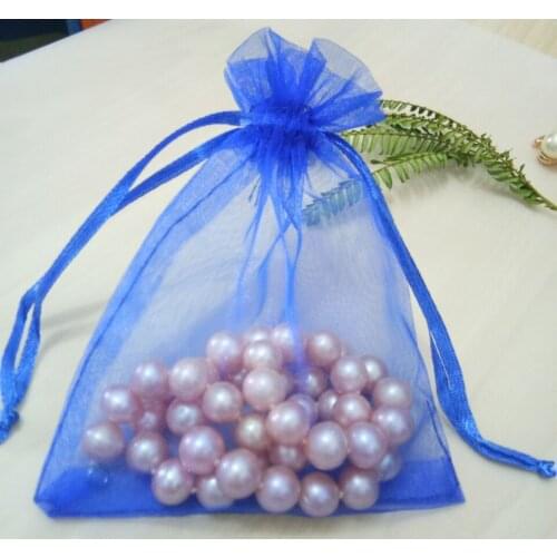 Hot100pcs Royal blue Drawable Organza bag Drawstring pouch Wedding birthday Christmas party gift jewelry packaging display bags