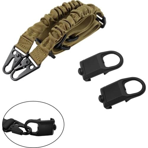 Tactical 2 Picatinny Rail Mounts Hunting Accessories with 2 Points Rifle Bungee Sling Adjustable Hunting Gun Shoulder Strap