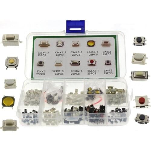 250Pcs 10-Types Tactile Push Button Switch Car Remote Control Keys Button Contact Microswitch