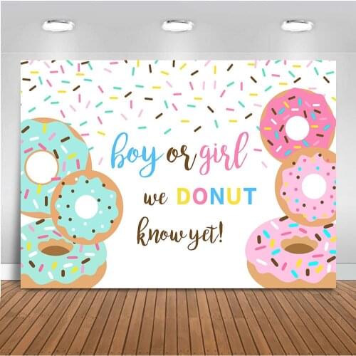 Gender Reveal Backdrop for Photography Donut Background for Photo Studio Newborn Baby Party Decoration Supplies Vinyl