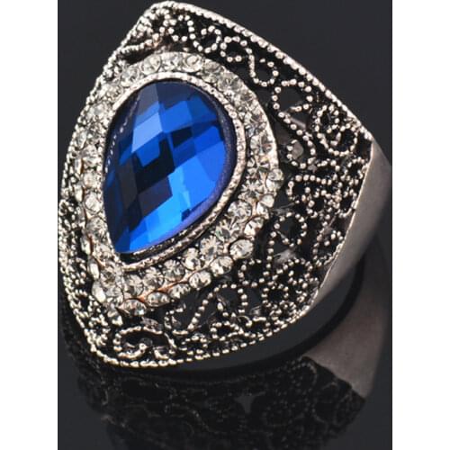 KIOOZOL Vintage Dark Micro Inlay Cubic Zirconia Multi Style Engraving Ring Dark Court Style Ring 2021 New Arrival KO1