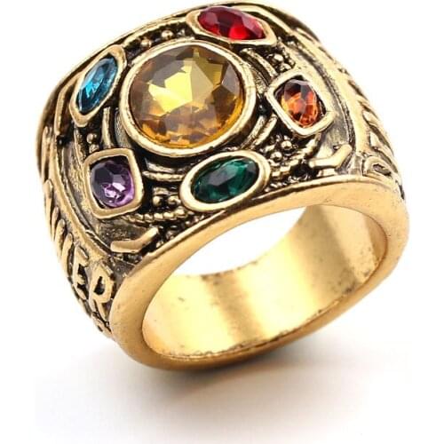 Movie Jewelry Vintage Antique Bronze Full-Rhinestone Finger Rings Size 8 9 10 11 12 Cosplay Jewelry 20pcs/lot
