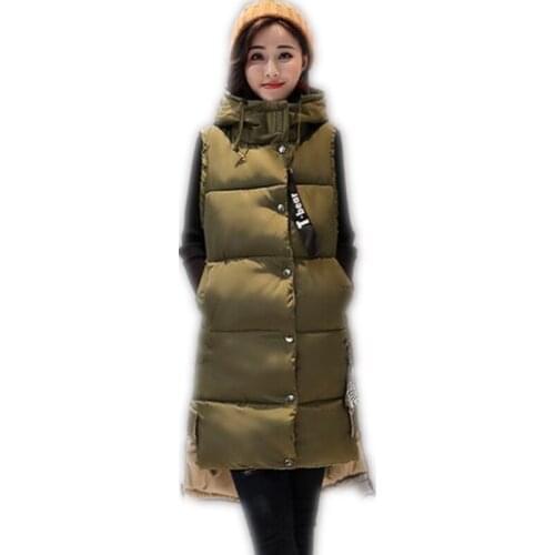 2018New Elegant Women Winter Vest Female Vest Medium-Long Sleeveless Winter Jacket Hooded Women Waistcoat Casual Hot Sale Q827