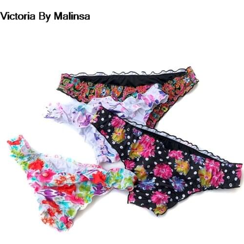 Women Sexy Secret Brazilian bikini Bottoms Sexy Secret Thong Printing Female Perspective short Low Waist Nightwear Clothes