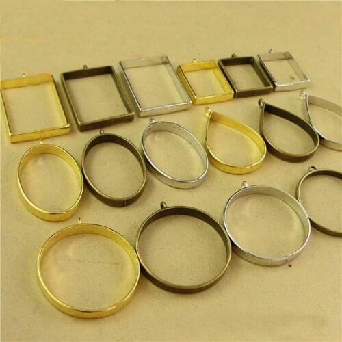 10pcs Round Square Frame Charm Metal Gold Bronze Circle Bezel for DIY Jewelry Making Handmade UV Resin Craft Findings Supplier