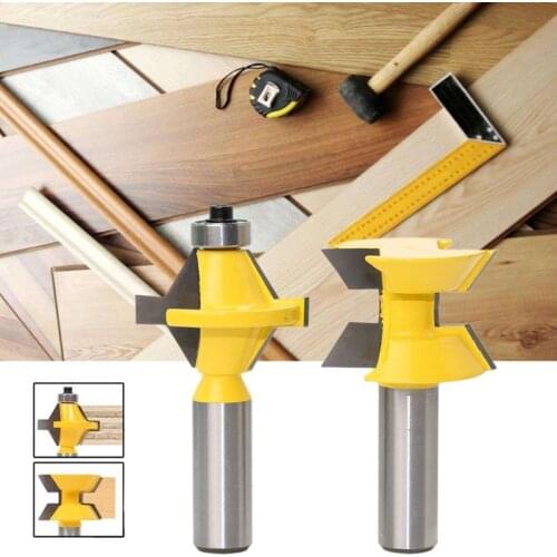 13MA 2pcs/set 1/2'' Shank 120 Degree Lock Miter Finger Joint Router Bits Milling Cutters For Wood Plywood MDF Woodworking Tools
