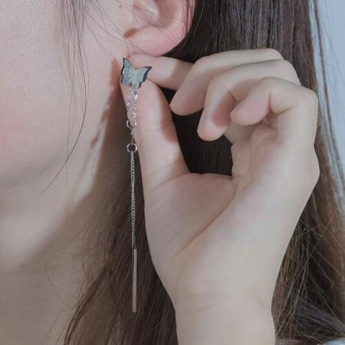 Acheerup 2021Trend High Quality Stainless Steel Drop Earrings For Women Silver Color Girls Butterfly Earrings Jewelry Gifts