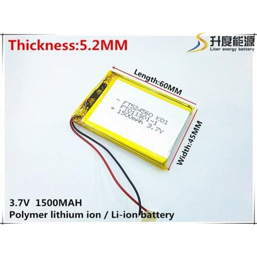 3.7V,1500mAH,[524560] PLIB; polymer lithium ion / Li-ion battery for GPS,mp3,mp4,mp5,dvd,bluetooth,model toy