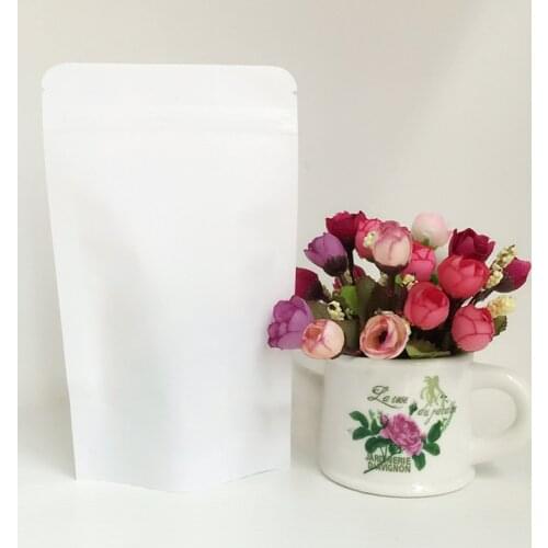 5.5''x7.9'' (14x20cm) 30Pcs/Lot Stand Up Ziplock White Kraft Paper Packing Doypack Pouches for Food Coffee Storage Zip Lock Bag
