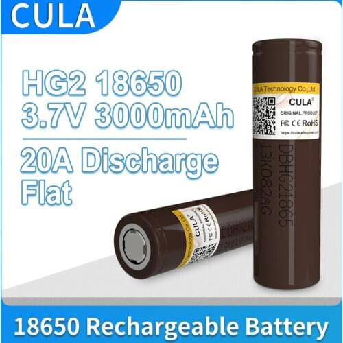 18650 3000mAh Rechargeable battery CULA 100% New HG2 18650HG2 3.6V discharge 20A Max 35A Power batteries