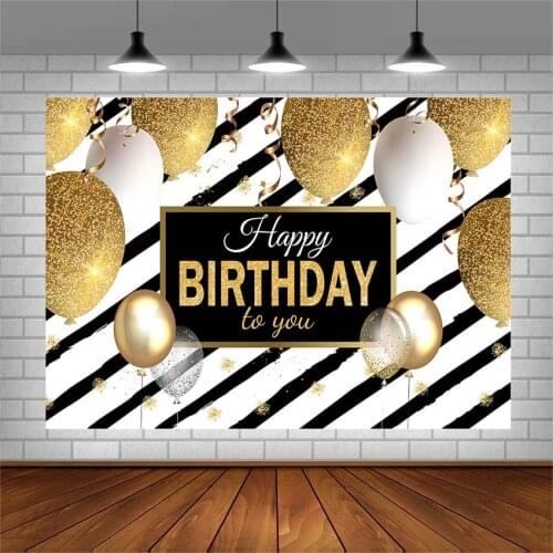 Avezano Photography Backgrounds Happy Birthday Party Banner Golden Balloon Backdrops For Photo Studio Photocall Photozone Decor