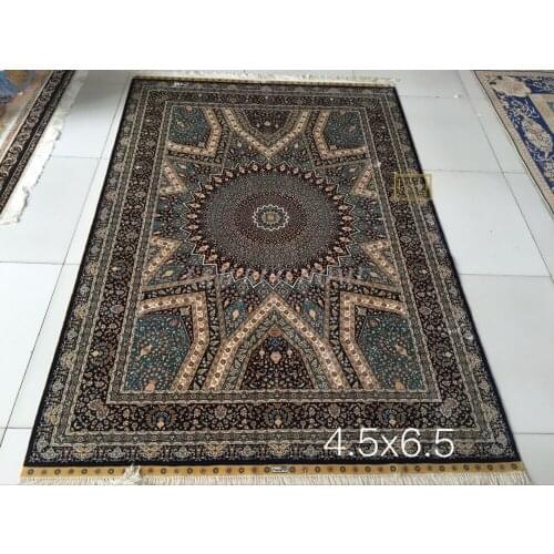 Free shipping 4.5' x 6.5' 230 Line Handmade Silk Oriental Persian Silk Rug hand Woven silk carpet for home decoration