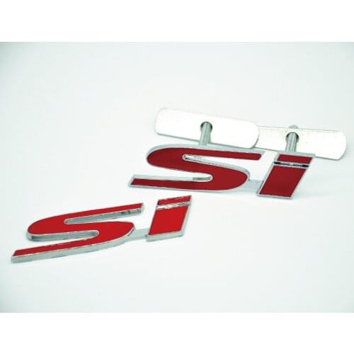 FREE SHIPPING SI RED/CHROME FRONT GRILL+ REAR TRUNK BADGE CAR EMBLEM STYLING FOR CIVIC EP FN FK TYPE R