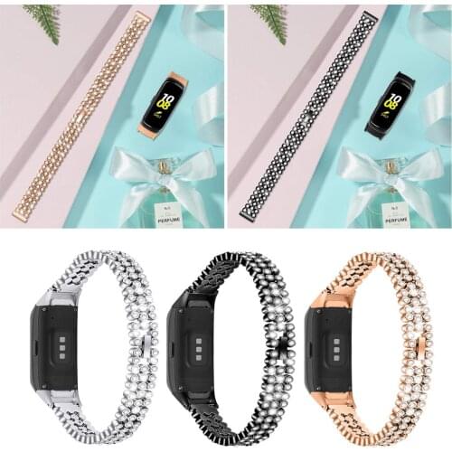 Shiny Diamond metal WatchBand strap For Samsung galaxy fit SM-R370 smart Wristband Bracelet For galaxy fit-e SM-R375+watch frame