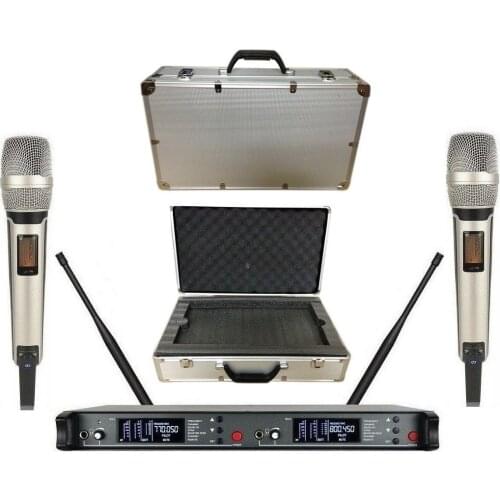 Bolymic Top quality SKM9000 2 channels receiver karaoke true diversity wireless microphone for live stage show,with flight case