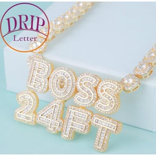 Custom Name Baguette Pendant Gold Color Women Jewelry