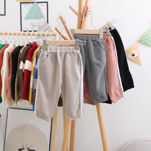 Childrens Casual Pants 2019 Autumn New Kids Striped Casual Pants Toddler Trousers Baby Boys and Girls Cotton Sport Pants 1-7Y