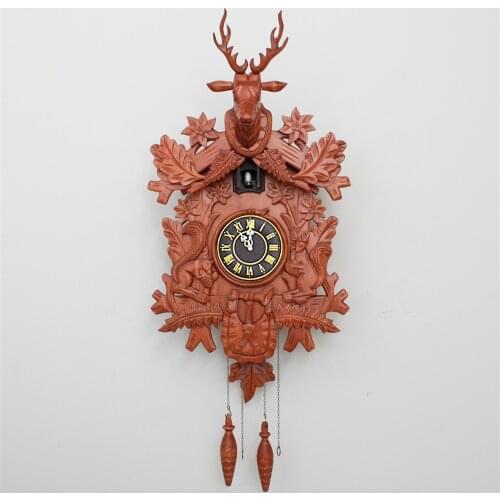 Deer head wood Cuckoo wall clock quartz timekeeping clock Vintage Antique clock