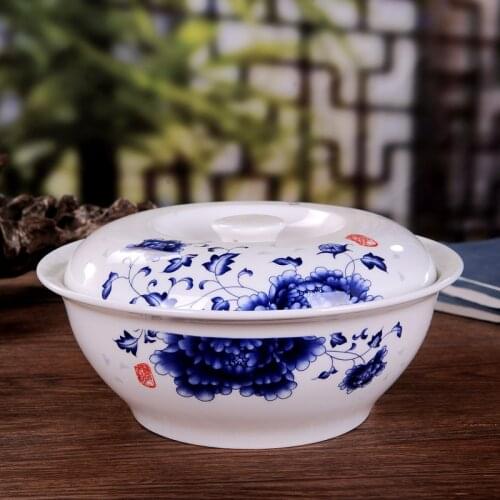 Jingdezhen Ceramic big soup bowl with cover big soup pelvic bone porcelain pot household soup bowl vegetable bowl tableware