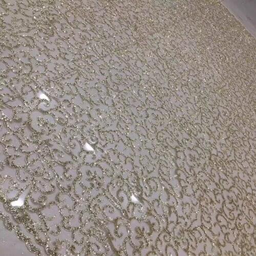 Good looking glitter glued glitter lace SYJ-158 tulle mesh lace fabric for sexy dress