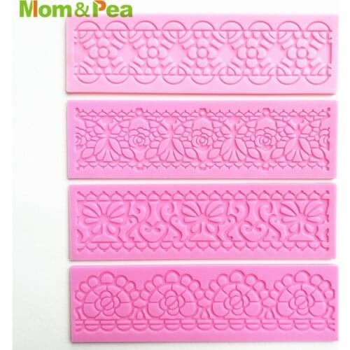 KCL547 Butterfly Rose Lace Pad Silicone Mold Sugar Paste Fondant Cake Decoration 3D Mould